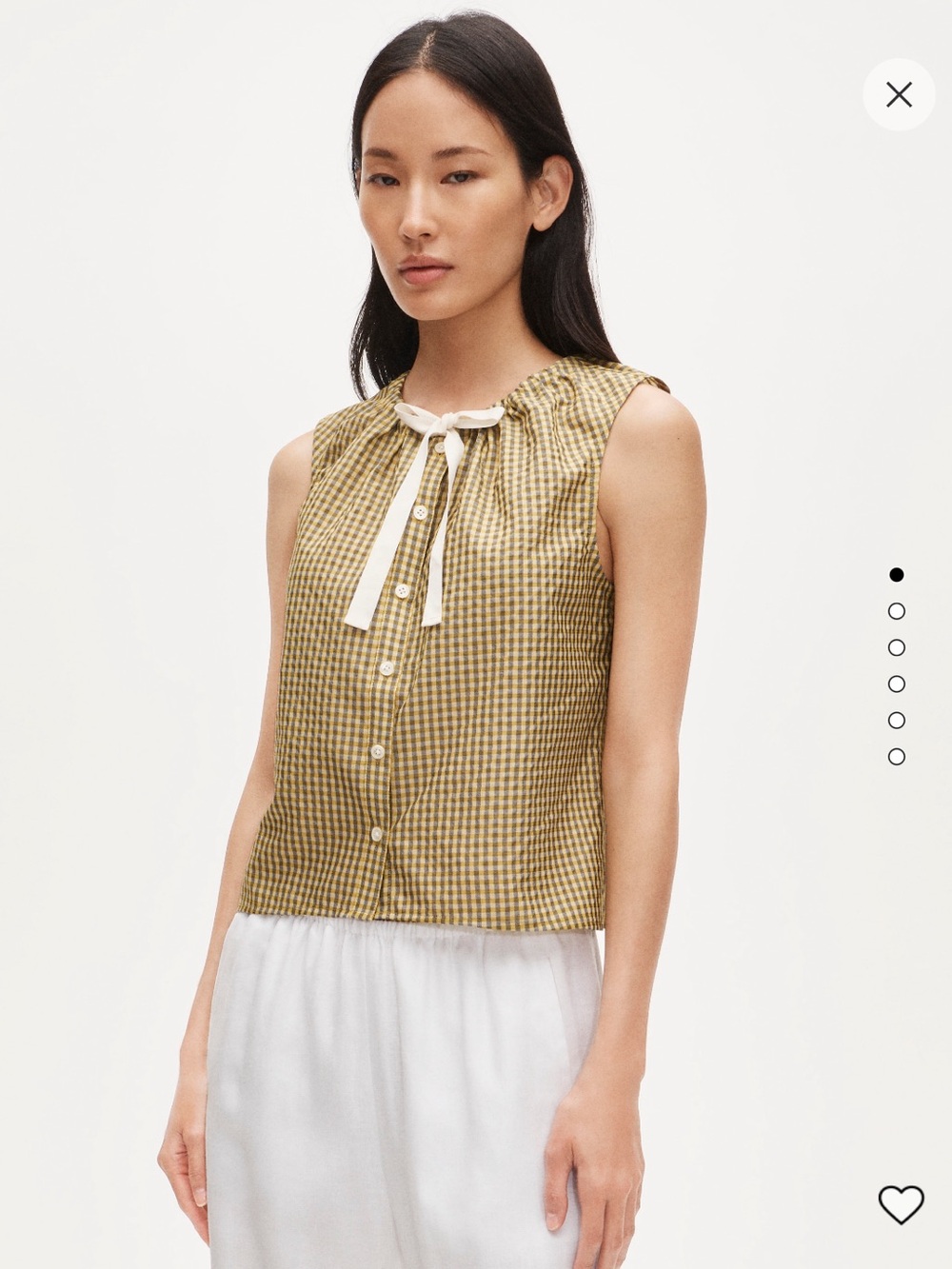 NWT J.Crew Tie-Neck Tank Top Citron Gingham 3X